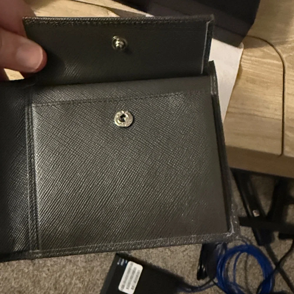 Prada Grey Saffiano Leather Bi-Fold Wallet